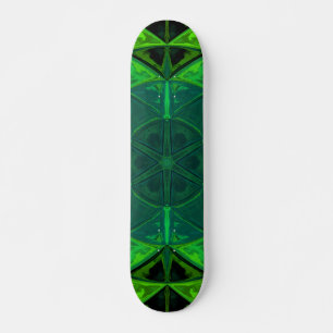 Mosaic Kaleidoscope Flower Green Skateboard