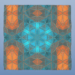 Mosaic Kaleidoscope Flower Orange and Blue Scarf<br><div class="desc">This mosaic kaleidoscope design features brilliant orange and blue tiles. A vivid geometric design inspired by fractals,  mandalas,  and stained glass mosaics. Get this beautiful trippy design now and add some groovy colours to your life!</div>