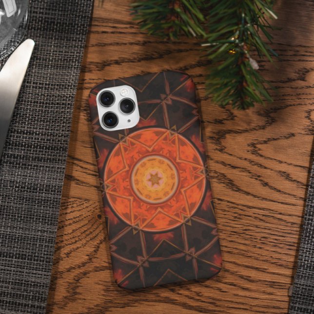 Mosaic Kaleidoscope Flower Orange and Brown Case-Mate iPhone Case (Creator Uploaded)