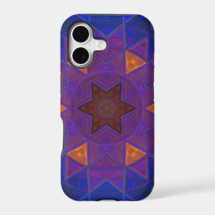 Mosaic Kaleidoscope Flower Pink Blue and Yellow