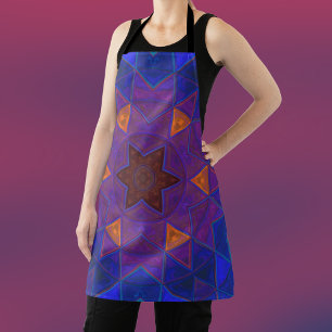 Mosaic Kaleidoscope Flower Pink Blue and Yellow Apron