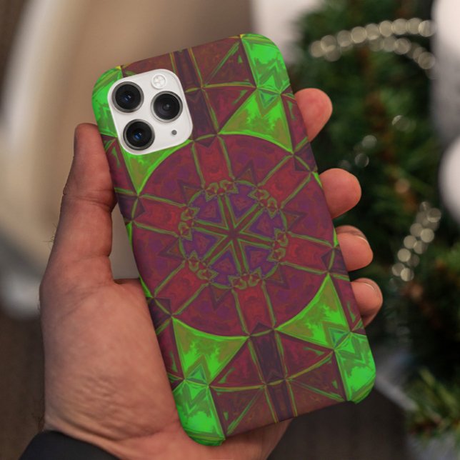Mosaic Kaleidoscope Flower Pink Green and Yellow Case-Mate iPhone Case (Creator Uploaded)