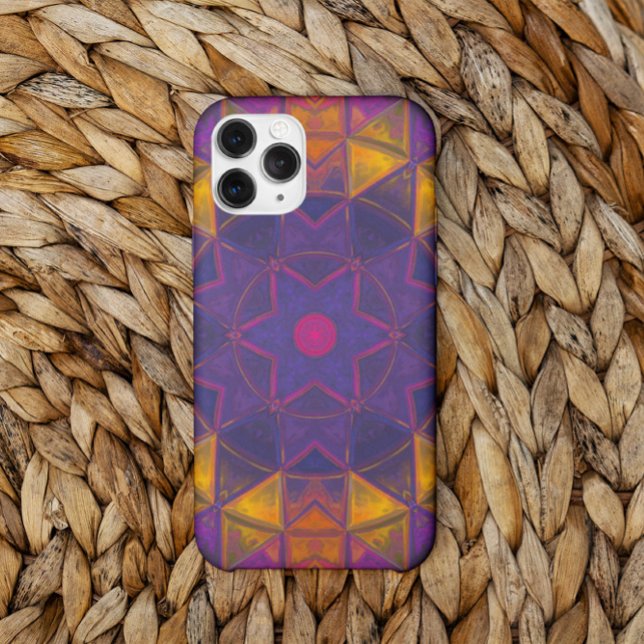 Mosaic Kaleidoscope Flower Purple Yellow and Pink Case-Mate iPhone Case (Creator Uploaded)