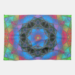 Mosaic Kaleidoscope Flower Rainbow Kitchen Towel
