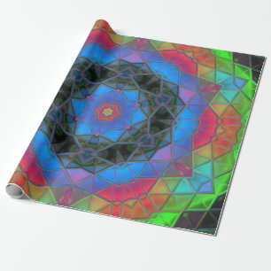 Mosaic Kaleidoscope Flower Rainbow Wrapping Paper