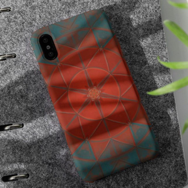 Mosaic Kaleidoscope Flower Red and Blue Case-Mate iPhone Case (Creator Uploaded)