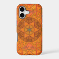 Mosaic Kaleidoscope Flower Red Orange and Black