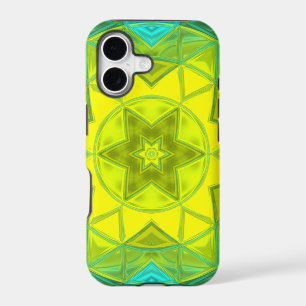 Mosaic Kaleidoscope Flower Yellow and Blue
