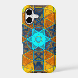 Mosaic Kaleidoscope Flower Yellow and Blue