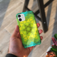 Mosaic Kaleidoscope Flower Yellow and Blue