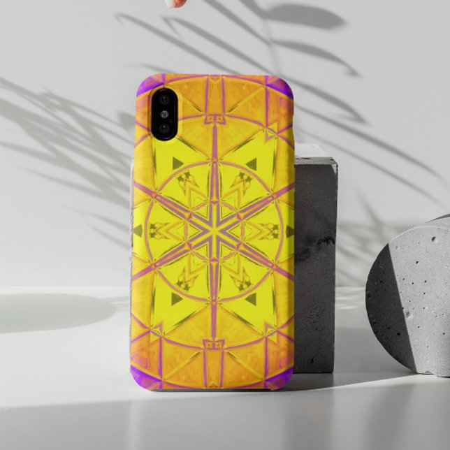 Mosaic Kaleidoscope Flower Yellow and Purple Case-Mate iPhone Case (Creator Uploaded)