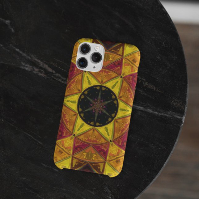 Mosaic Kaleidoscope Flower Yellow Red and Blue Case-Mate iPhone Case (Creator Uploaded)