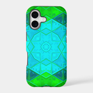 Mosaic Kaleidoscope Square Green and Blue