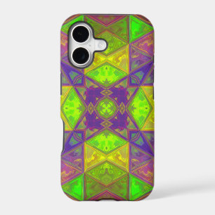 Mosaic Kaleidoscope Square Green Purple and Yellow