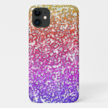 Mosaic layers in rough orange to lilac and sparkle