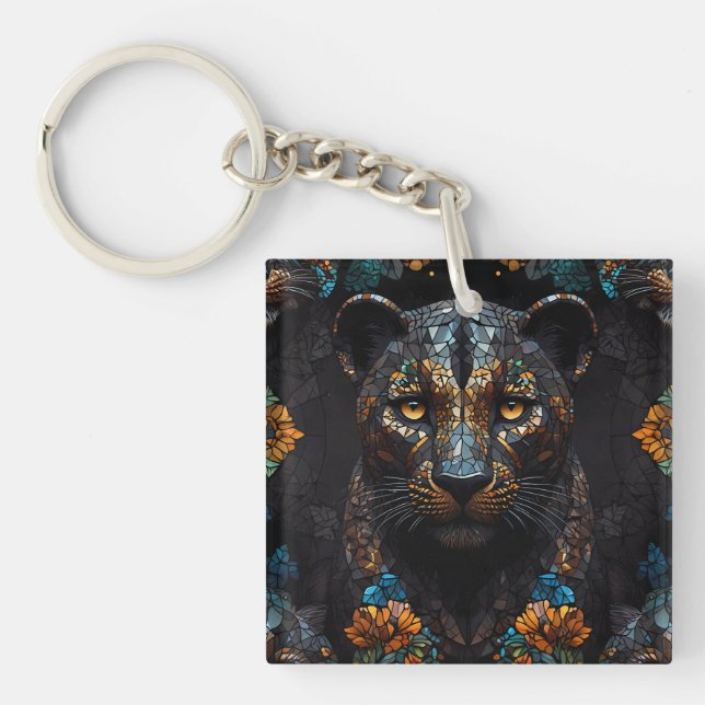 Mosaic Leopard Majesty Keychain (Front)