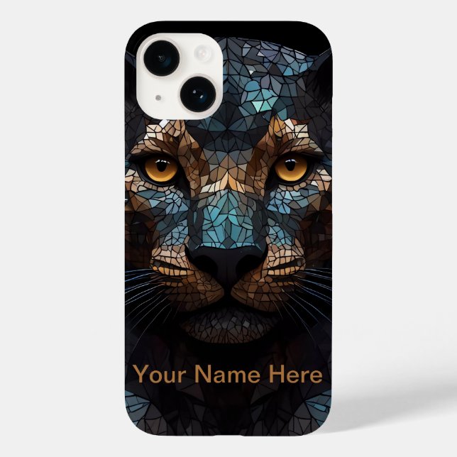 Mosaic Leopard Stained Glass Portrait  Case-Mate iPhone Case (Back)