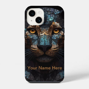 Mosaic Leopard Stained Glass Portrait  iPhone 14 Case