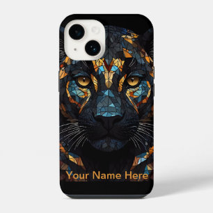 Mosaic Leopard Stained Glass Portrait  iPhone 14 Case