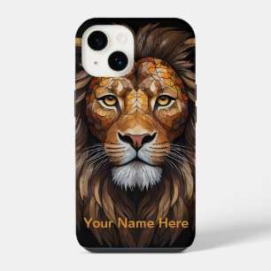 Mosaic Lion Stained Glass Portrait  iPhone 14 Case