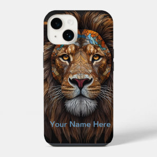 Mosaic Lion Stained Glass Portrait iPhone 14 Case