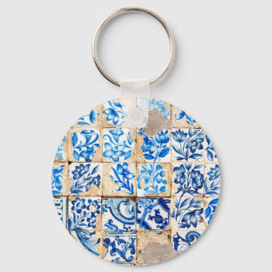 mosaic lisbon blue decoration portugal old tile keychain
