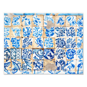 mosaic lisbon blue decoration portugal old tile photo print