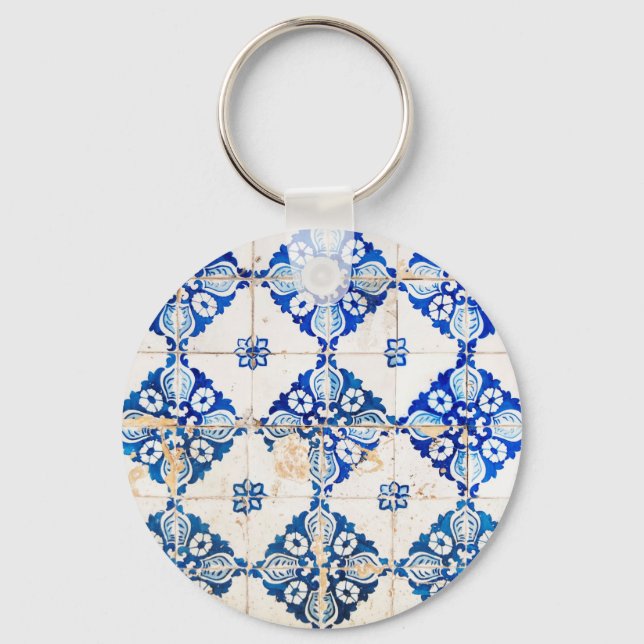 mosaic lisbon blue decoration portugal old tile po keychain (Front)