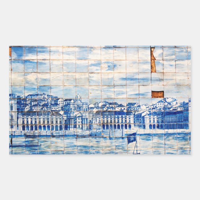 mosaic lisbon blue painting tile porcelain pattern sticker (Front)