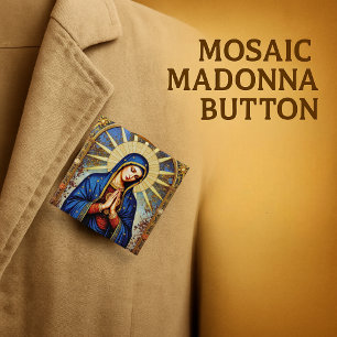 Mosaic Madonna 2 Inch Square Button