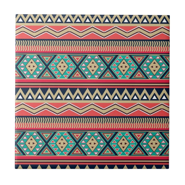 Mosaic Magic Tribal Stripe Pattern Tile (Front)