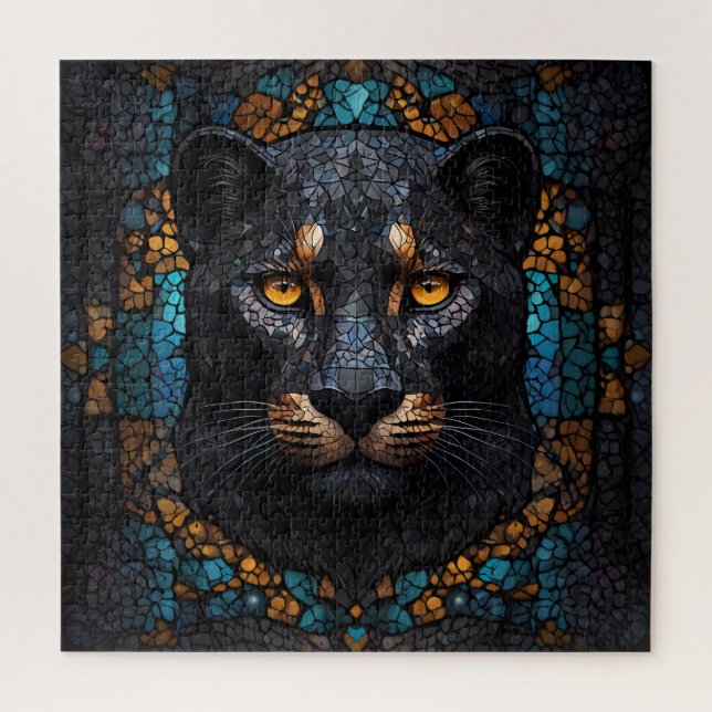 Mosaic Majesty: The Black Panther Jigsaw Puzzle (Vertical)