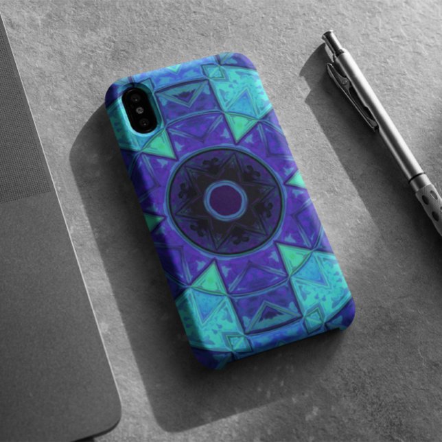 Mosaic Mandala Blue and Purple Case-Mate iPhone Case (Creator Uploaded)