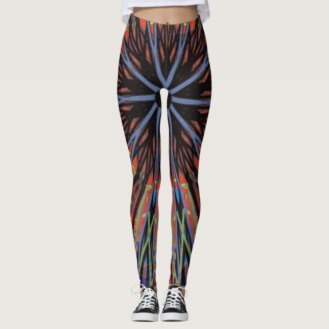 Mosaic Mandala Blue and Purple Leggings (Front)