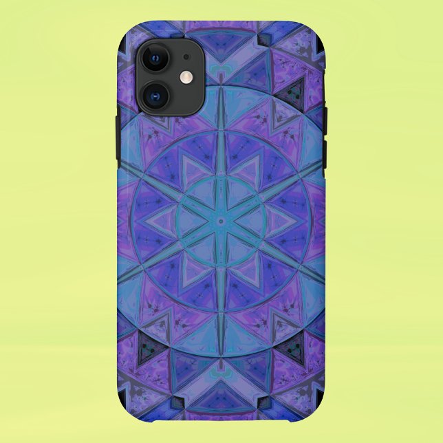 Mosaic Mandala Flower Blue and Purple Case-Mate iPhone Case (Creator Uploaded)
