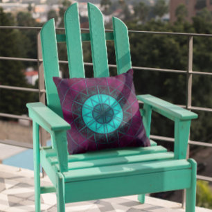 Mosaic Mandala Flower Blue and Purple Throw Pillow