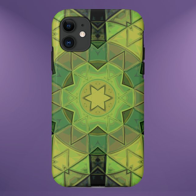 Mosaic Mandala Flower Green Yellow and Black Case-Mate iPhone Case (Creator Uploaded)