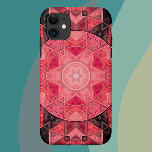 Mosaic Mandala Flower Pink and Black iPhone 11 Case