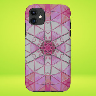 Mosaic Mandala Flower Pink and White iPhone 11 Case