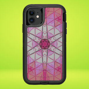Mosaic Mandala Flower Pink and White OtterBox Defender iPhone 11 Case
