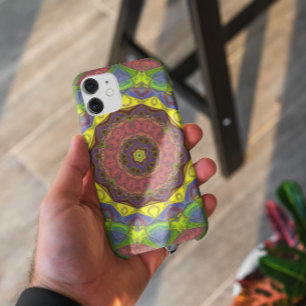 Mosaic Mandala Flower Pink Yellow and Green