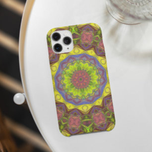Mosaic Mandala Flower Pink Yellow and Green iPhone 11 Case