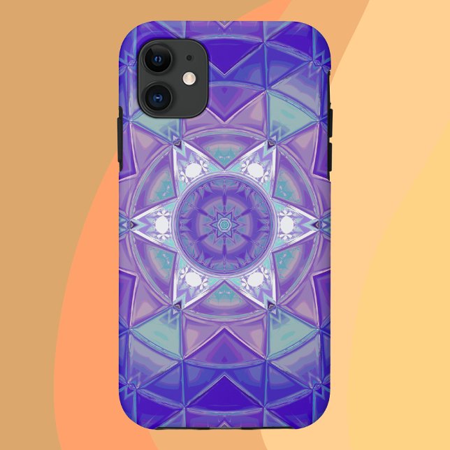 Mosaic Mandala Flower Purple Blue and White Case-Mate iPhone Case (Creator Uploaded)