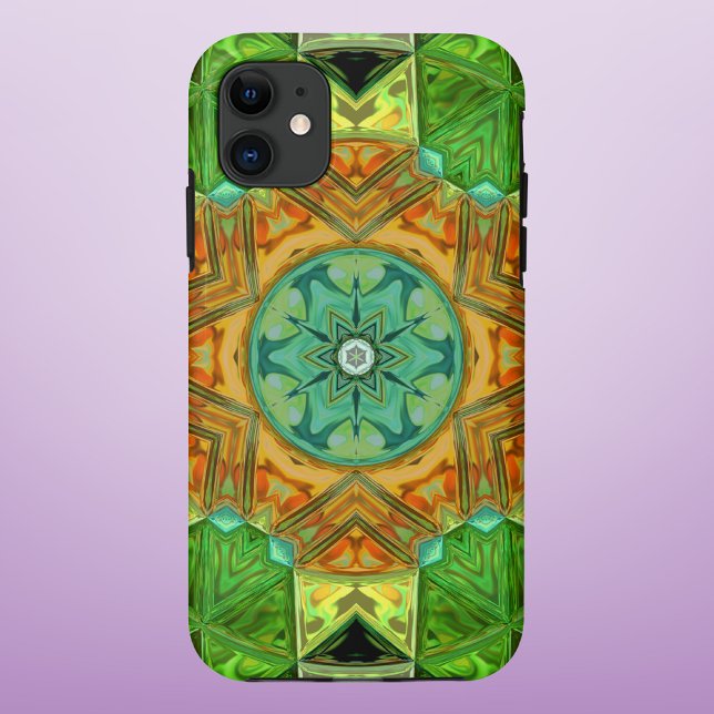 Mosaic Mandala Orange and Green Case-Mate iPhone Case (Creator Uploaded)
