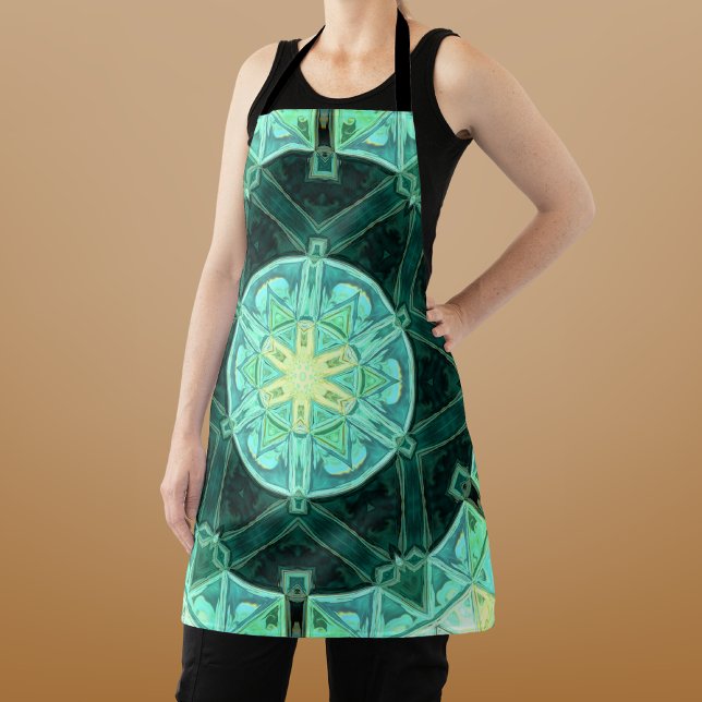 Mosaic Mandala Teal and Yellow Apron (Creator Uploaded)