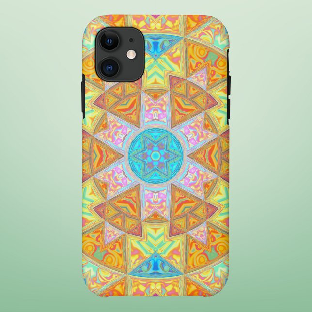 Mosaic Mandala Yellow Pink and Blue Case-Mate iPhone Case (Creator Uploaded)