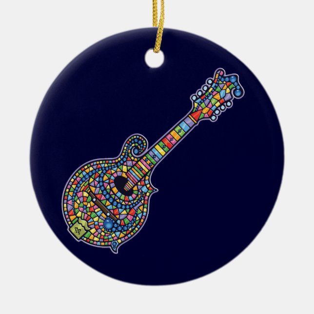 Mosaic Mandolin Ceramic Ornament (Front)