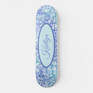 Mosaic Marble Swirl Sheen Editable Nameplate Skateboard