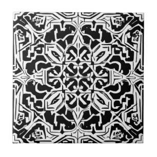 Mosaic Marocain Carreaux Motif en noir et blanc