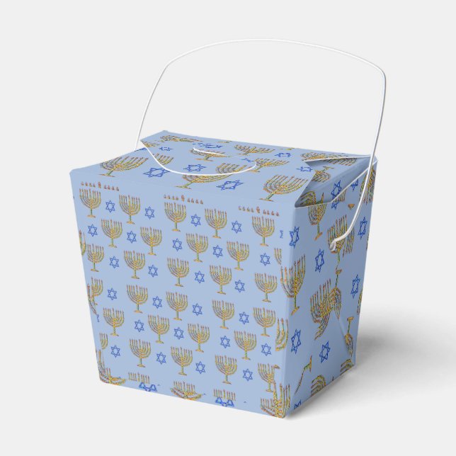 Mosaic Menorahs + Stars Favor Box (Front Side)
